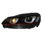 Προβολείς Κατάλληλοι Για Vw Golf 6 Vi (2008-2012) Golf 7 3D Led Drl U-Design Led Flowing Turning Light Red Stripe Gti