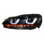 Προβολείς Κατάλληλοι Για Vw Golf 6 Vi (2008-2012) Golf 7 3D Led Drl U-Design Led Flowing Turning Light Red Stripe Gti