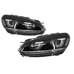 Προβολείς Κατάλληλοι Για Vw Golf 6 Vi (2008-2013) Golf 7 3D Led Drl U-Design Led Flowing Turning Light Chrome