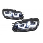 Προβολείς Κατάλληλοι Για Vw Golf 6 Vi (2008-2013) Golf 7 3D Led Drl U-Design Led Flowing Turning Light Chrome