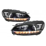 Προβολείς Κατάλληλοι Για Vw Golf 6 Vi (2008-2013) Golf 7 3D Led Drl U-Design Led Flowing Turning Light Chrome