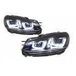 Προβολείς Κατάλληλοι Για Vw Golf 6 Vi (2008-2013) Golf 7 3D Led Drl U-Design Led Flowing Turning Light Chrome Rhd