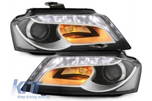 Προβολείς Led Drl Κατάλληλοι Για Audi A3 8P 8P1 8PA (2009-2013) Φώτα Ημέρας Με Σχέδιο Facelift, Μαύροι