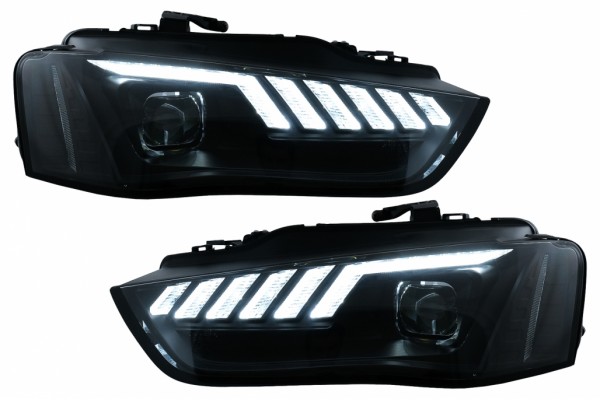 Προβολείς Led Drl Κατάλληλοι Για Audi A4 B8.5 Facelift (2012-2015) Dynamic Sequential Turning Light Black Προβολείς Led Drl Κατάλληλοι Για Audi A4 B8.5 Facelift (2012-2015) Dynamic Sequential Turning Light Black