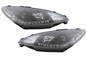 Προβολείς Led Drl Κατάλληλοι Για Peugeot 206 (1998-2002) Μαύροι
