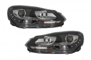 Προβολείς Led Drl Κατάλληλοι Για Vw Golf 6 Vi (10.2008-2012) Μαύροι