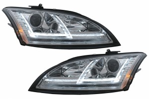 Προβολείς Led Drl Xenon Κατάλληλοι Για Audi Tt 8J (2006-2010) Δυναμικά Φώτα Στροφής Χρωμίου