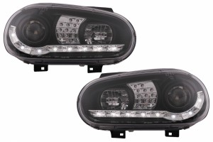Προβολείς Led Ημέρας Κατάλληλοι Για Vw Golf Iv 4 Cabriolet Hatchback Variant (09.1997-09.2003) Μαύροι