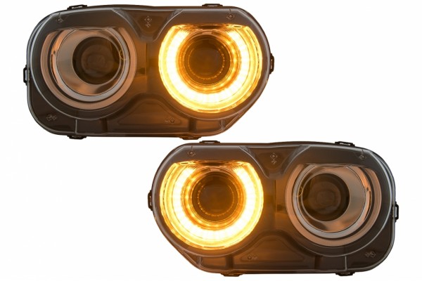 Προβολείς Led Κατάλληλοι Για Dodge Challenger (2015-2023) Μαύρα Φώτα Rgb
