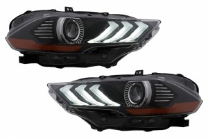Προβολείς Led Κατάλληλοι Για Ford Mustang Vi Facelift (2018-2022) Μαύρα Δυναμικά Φώτα Στροφής Rgb Drl