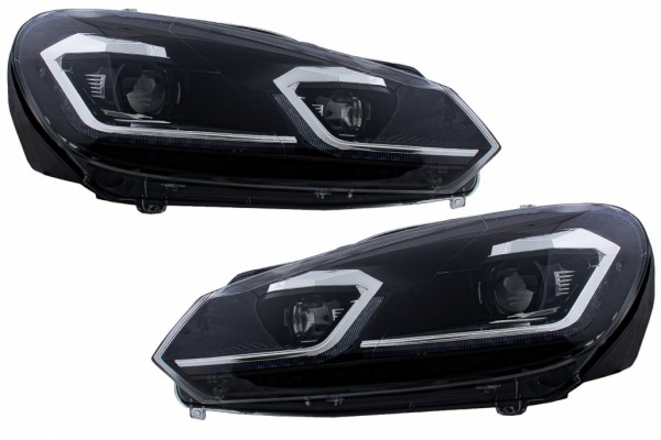 Προβολείς Led Κατάλληλοι Για Vw Golf 6 Vi (2008-2013) Με Εμφάνιση Facelift G7.5 Ασημί, Δυναμικά Διαδοχικά Φώτα στροφής.