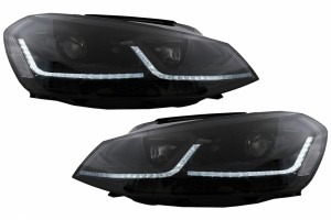 Προβολείς Led Κατάλληλοι Για Vw Golf 7 Vii (2012-2017) Μαύροι, Facelift G7.5 Design Με Διαδοχικά Δυναμικά Φώτα Στροφής