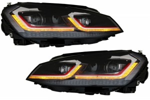 Προβολείς Led Δεξιάς Κατεύθυνσης Κατάλληλοι Για Vw Golf 7 Vii (2012-2017) Facelift G7.5 Gti Look Με Διαδοχικά Δυναμικά Φώτα στροφής.