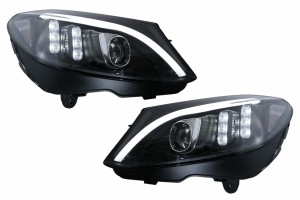Προβολείς Tru Led Drl Κατάλληλοι Για Mercedes C-Class W205 S205 A205 C205 (2014-2018) Μαύροι Δυναμικοί Φώτα Φλας Με Διαδοχική Φλας