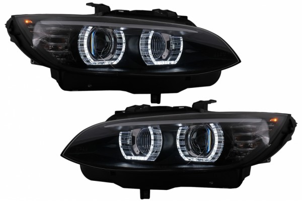 Προβολείς Xenon 3D Led Angel Eyes Κατάλληλοι Για Bmw Σειρά 3 E92 E93 (2006-2010) U-Type Μαύροι