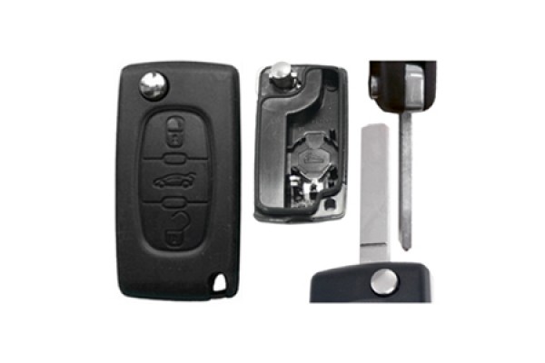 Peugeot Αναδιπλουμενο Ανταλλακτικο Κλειδι Με Καλυμμα 3 Κουμπιων / Λαμα VA2 (ΜΕ Υποστηριξη ΜΠΑΤΑΡΙΑΣ) Dga - 1 ΤΕΜ.