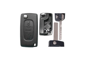 Peugeot Αναδιπλουμενο Ανταλλακτικο Κλειδι Με Καλυμμα 3 Κουμπιων / Λαμα HU83 (ΜΕ Υποστηριξη ΜΠΑΤΑΡΙΑΣ) Dga - 1 ΤΕΜ.