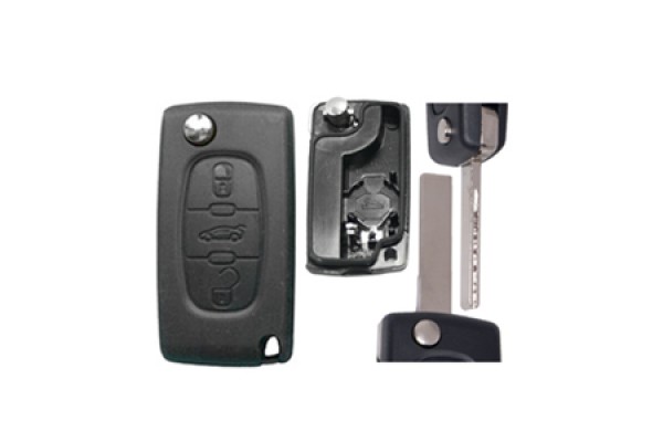 Peugeot Αναδιπλουμενο Ανταλλακτικο Κλειδι Με Καλυμμα 3 Κουμπιων / Λαμα HU83 (ΜΕ Υποστηριξη ΜΠΑΤΑΡΙΑΣ) Dga - 1 ΤΕΜ.