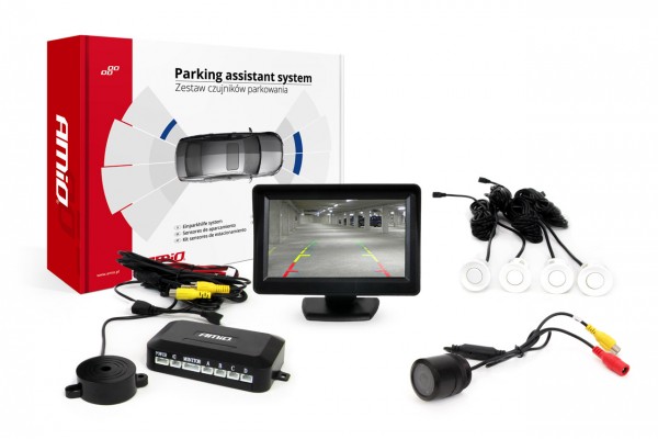 Συστημα Παρκαρισματος 12V Με 4 Αισθητηρες (ΛΕΥΚΟ) 22mm Καμερα HD-301 Και Οθονη TFT01 Amio - 1 ΤΕΜ.