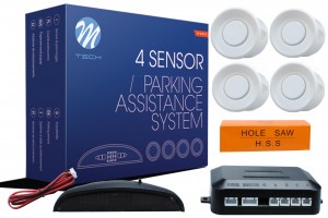 Συστημα Παρκαρισματος 9-15 V Με 4 Αισθητηρες (ΛΕΥΚΟ) 18mm & Οθονη M-TECH