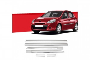 Renault Clio 5D 2006> Διακοσμητικη Φασα Πορτας Χρωμιο Μεταλλικη 6 ΤΕΜ.