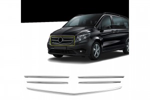Mercedes Vito W447 2014+ Διακοσμητικες Γριλιες Μασκας Εμπρος Χρωμιο Μεταλλικες 5 TEM.