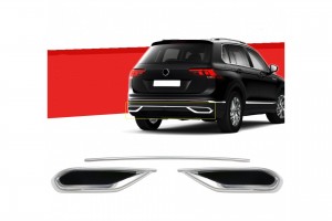 Vw Tiguan 2020+ Διακοσμητικα Χρωμια Εξατμισης Μαρκε S-DIZAYN -3 TEM.