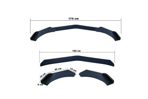 Διακοσμητικο Spoiler Προφυλακτηρα Lip Splitter Μαυρο Look 3ΤΕΜ.