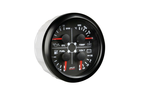 Lampa - Αναλογικό Όργανο 4-σε-1 85mm – Βολτόμετρο / Θερμοκρασία Νερού / Πίεση Λαδιού & Καύσιμο - 1 τεμ. (L1014.2)