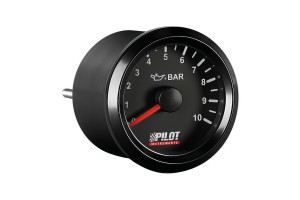 Οργανο Πιεσης Λαδιου Αναλογικο Μαυρο Με Λευκο Φως Black Analogue Series 9-32V 52mm