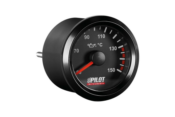 Οργανο Θερμοκρασιας Λαδιου Αναλογικο Μαυρο Με Λευκο Φως Black Analogue Series 9-32V 52mm