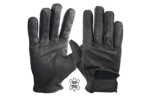 Γαντια Οδηγου Δερματινα Μαυρα (L) Διατρητα Vintage Gloves Simoni RACING- 1 σετ.