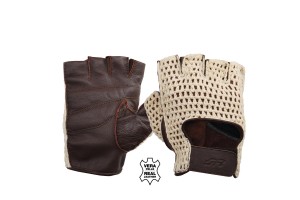 Γαντια Οδηγου ΔΕΡΜΑΤΙΝΑ/ΠΛΕΚΤΑ Μισα Καφε (L) Vintage Gloves Simoni RACING- 1 σετ.