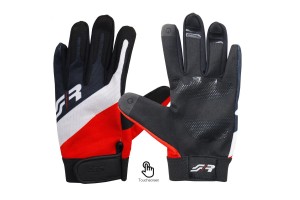 Γαντια Οδηγου Υφασματινα ΜΑΥΡΟ/ΚΟΚΚΙΝΟ/ΛΕΥΚΟ (Μ) Touch Mε Logo Sr Simoni RACING- 1 σετ.