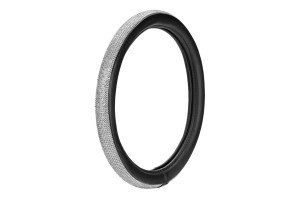 Καλυμμα Τιμονιου Diamonds Silver (S) 35/37cm Συνθετικο Δερμα Skeentex ΜΑΥΡΟ/ΑΣΗΜΙ LAMPA- 1 ΤΕΜ.