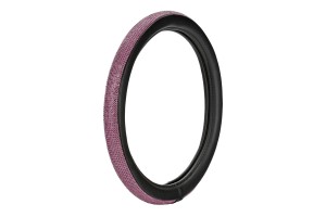 Καλυμμα Τιμονιου Diamonds Pink (S) 35/37cm Συνθετικο Δερμα Skeentex ΜΑΥΡΟ/POZ LAMPA- 1 ΤΕΜ.