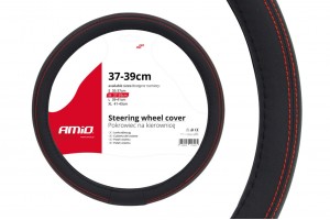 Καλυμμα Τιμονιου 37/39CM SWC-01 Μαυρο Με Κοκκινη Ραφη