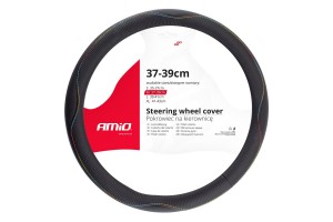 Καλυμμα Τιμονιου 37/39CM SWC-42-M Μαυρο Δερματινη Με Χρωματιστη Ραφη Amio - 1 ΤΕΜ.