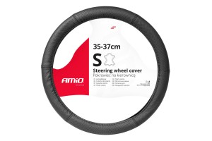 Καλυμμα Τιμονιου Απο Δερμα (M) 37/39cm SWC-50-M Σε Μαυρο Χρωμα Τρυπητο Με Μαυρες Ραφες Αμιο - 1 ΤΕΜ.