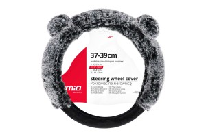 Καλυμμα Τιμονιου SWC-55 (M) 37>39cm Μαυρο Με Χνουδωτη Γκρι Επενδυση Και Αυτια Αρκουδας Amio - 1 ΤΕΜ.