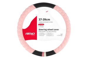 Καλυμμα Τιμονιου SWC-56 (M) 37>39cm Μαυρο Και Ροζ Καπιτονε Amio - 1 ΤΕΜ.