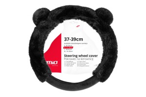 Καλυμμα Τιμονιου SWC-57 (M) 37>39cm Μαυρο Με Χνουδωτη Επενδυση Και Αυτια Αρκουδας Amio - 1 ΤΕΜ.