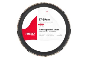 Καλυμμα Τιμονιου SWC-59 (M) 37>39cm Μαυρο Με Σχεδιο Πολυχρωμη Ψαθα Amio - 1 ΤΕΜ.