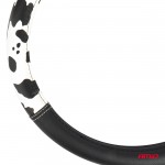 Καλυμμα Τιμονιου SWC-62 (M) 37>39cm Μαυρο Με Σχεδιο Ασπρομαυρο Δερμα Αγελαδας Amio - 1 ΤΕΜ.