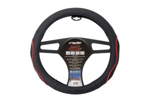 Καλυμμα Τιμονιου Pretty Blackμαυρο Με Ριγα Κοκκινη Οικολογικο Δερμα 37-39cm Simoni Racing - 1 TEM.