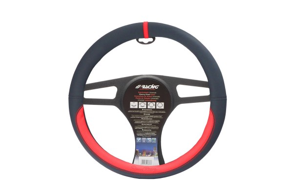 Καλυμμα Τιμονιου Carrera Red Evo Μαυρο Με Kokkino Οικολογικο Δερμα 37-39cm Simoni Racing - 1 TEM.