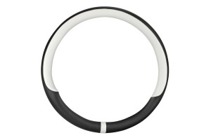 Καλυμμα Τιμονιου Noble (M) 37/39cmΜΑΥΡΟ/ΛΕΥΚΟ Οικολογικο Δερμα Αοσμο (ΠΑΧΟΣ 8,2cm) Lampa