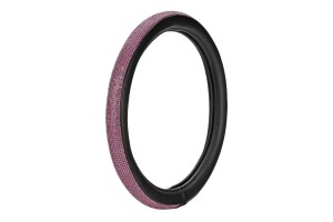 Καλυμμα Τιμονιου Diamonds Pink (Μ) 37/39cm Συνθετικο Δερμα Skeentex ΜΑΥΡΟ/POZ LAMPA- 1 ΤΕΜ.