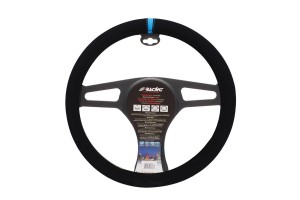 Καλυμμα Τιμονιου Carrera Look Blue Μαυρο Με Μπλε Ριγα Μικροφιμπρα 37-39cm Simoni RACING- 1 τεμ.