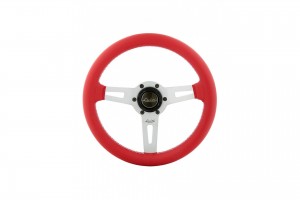 Τιμονι Sharav 315 Κοκκινο 315mm Δερματινο Τριακτινο Με Ασημι Λαμα